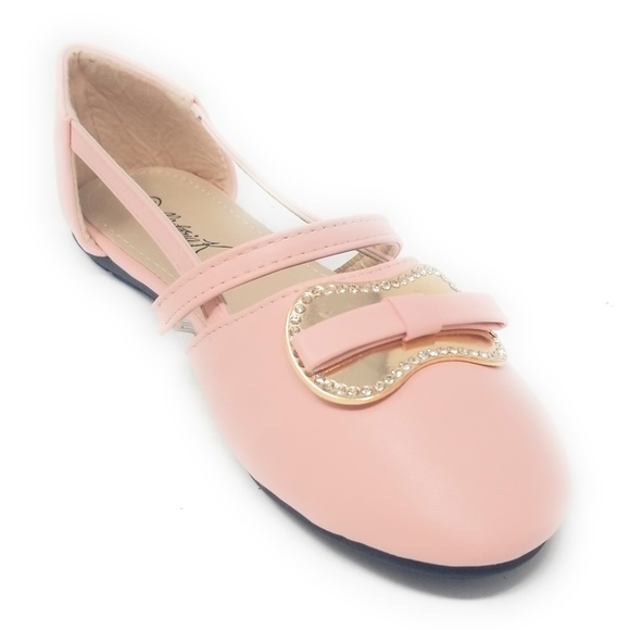 Mary Jane Ballet Buckled Open Flats, B-2836, Pink - Picture 2 of 5